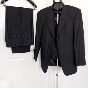 Basic Gear Men's Vest Suit, 3 pcs Black, 38R Jacket and 32"x28" Trousers